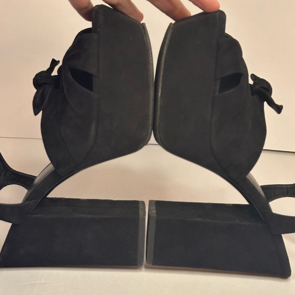 Saint Laurent Paris Candy Bow Black Suede Platform Sandals IT 38 US 8 Authentic - Picture 7 of 15